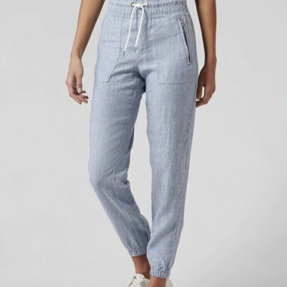 Athleta Blue Chambray Cabo Linen Jogger Pants